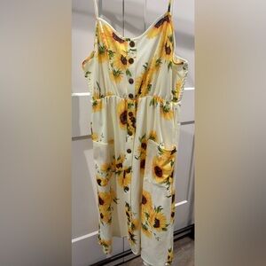 Sunflower Print Button-Down Dress xxl new never used